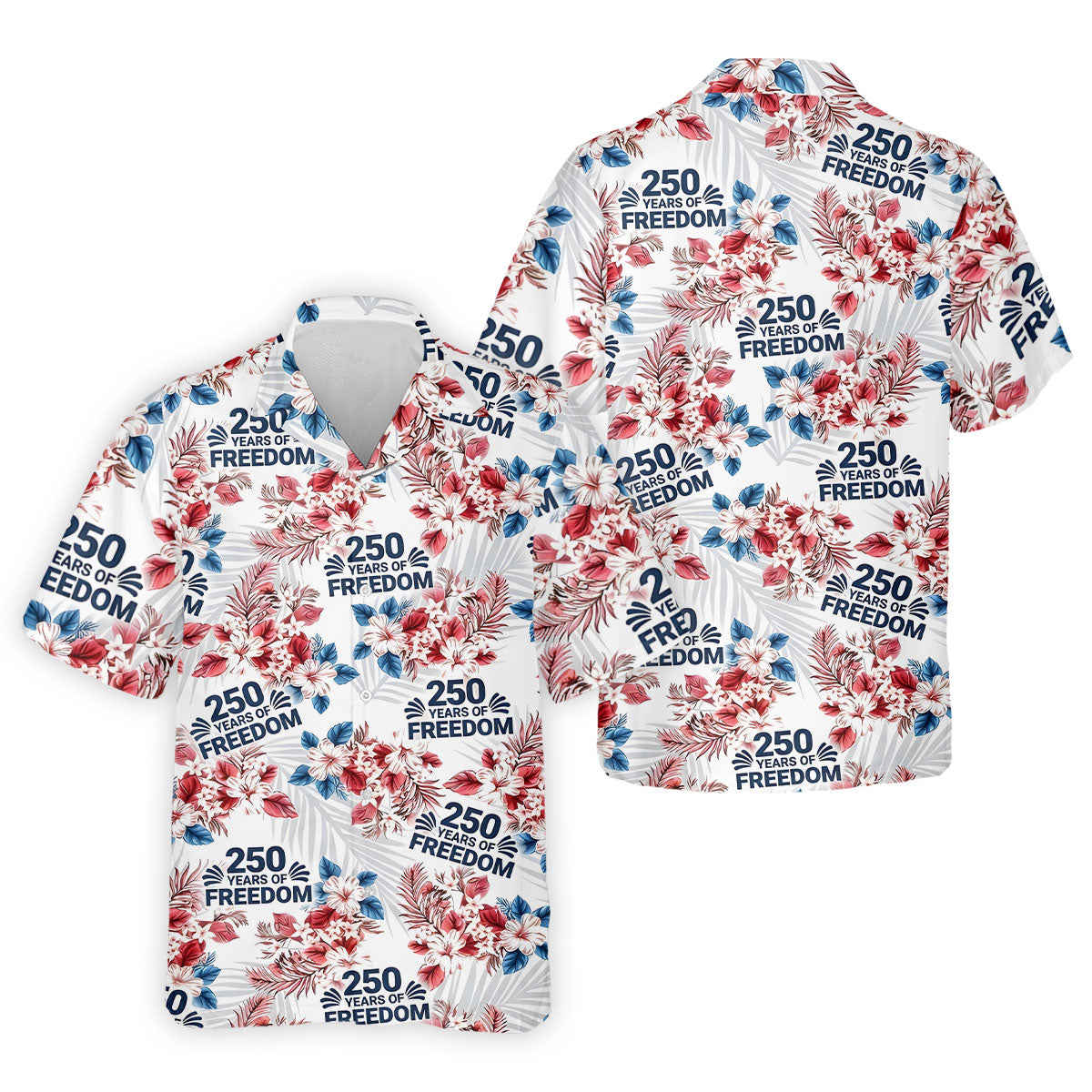 250 Years Of Freedom Tropical Vibe Retro Golf Shirt, Golf Tops For Men, 4th Of July Golf Shirts For Men