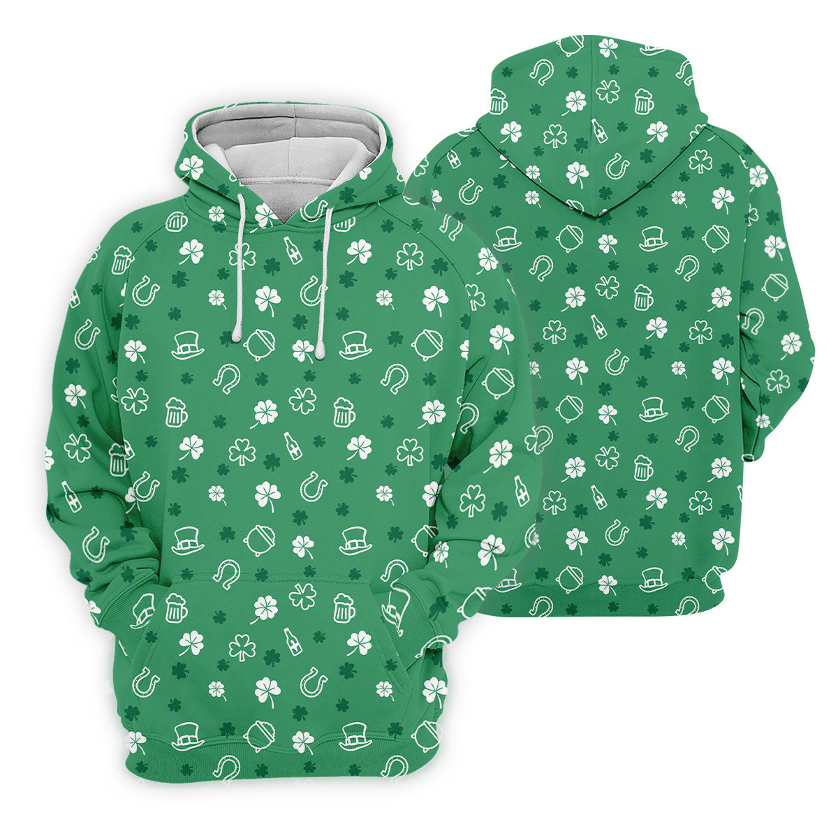 Leprechaun Hat Shamrock Beer Seamless Pattern St. Patrick’s Day Golf Shirt, Polo Shirts For Men, Golf Shirts For Men