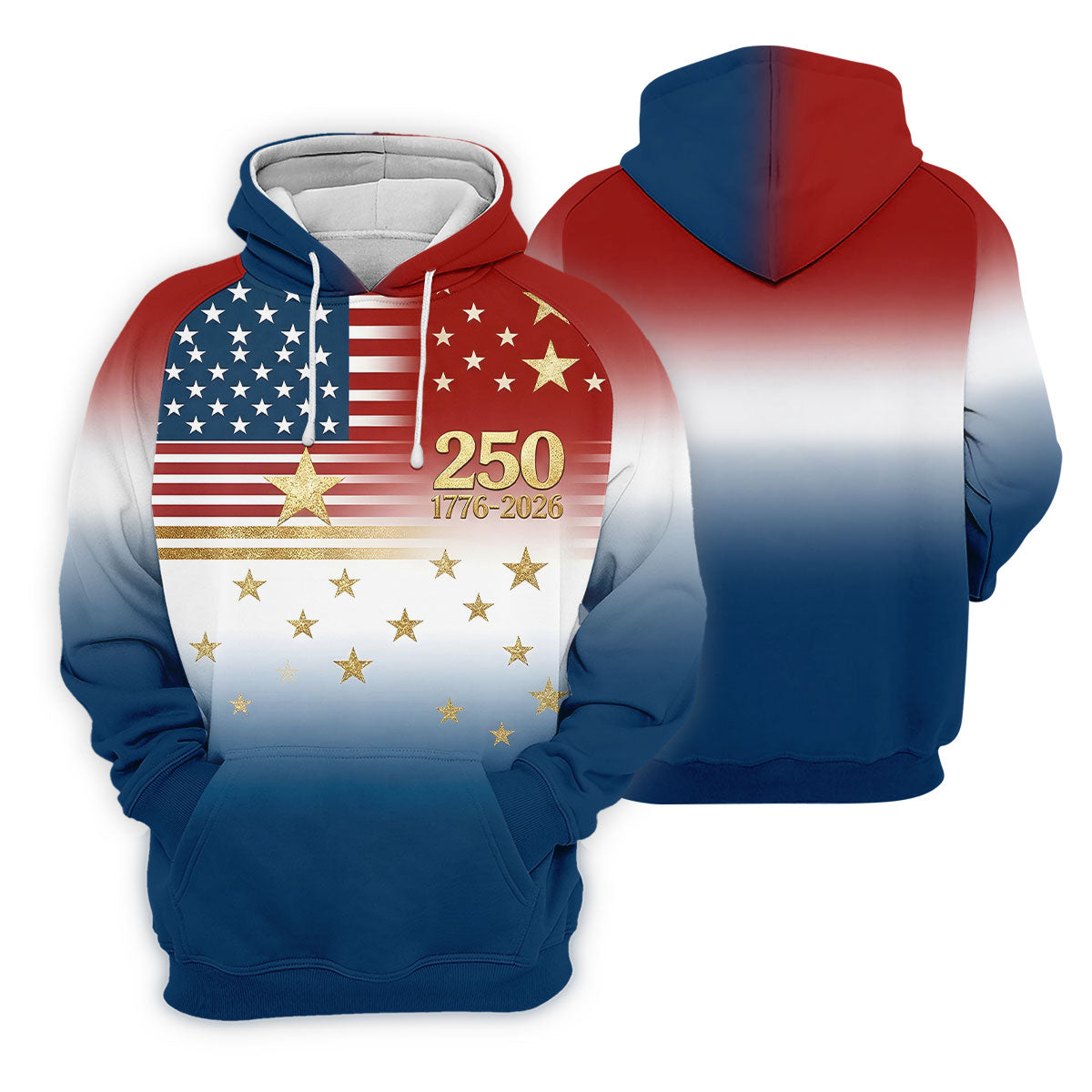 250 Years 1776-2026 Golden Star Golf Shirts For Men, Patriotic 4th Of July Polo ShirtFor Men