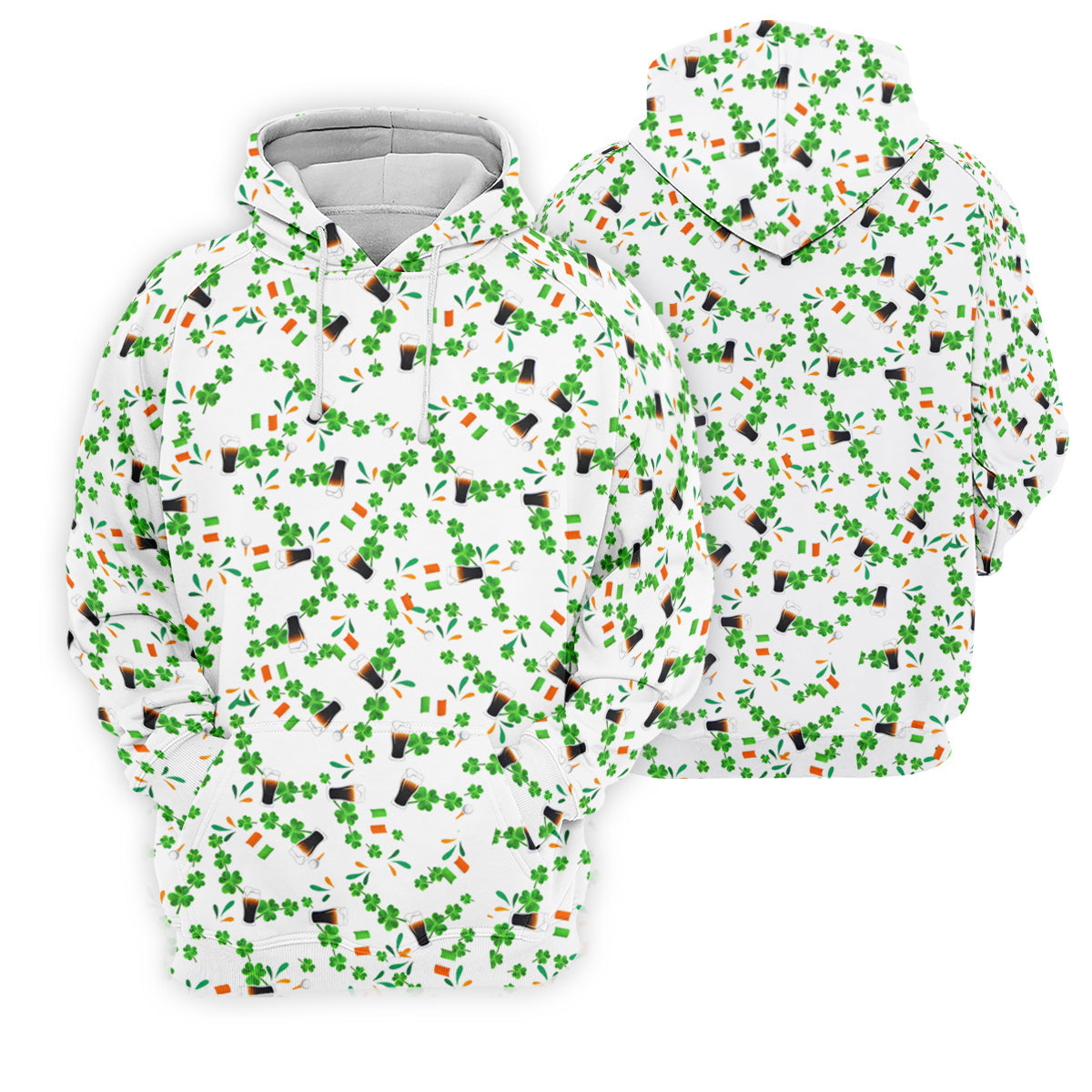 Dark Stout Beer St Patrick's Day Shamrocks White Golf Shirt, Women's Golf Tops, Ladies Golf Shirt