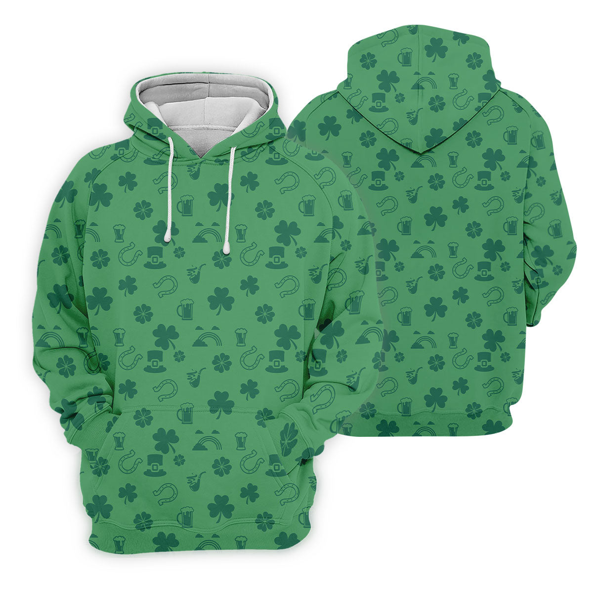 Leprechaun Hat Shamrock Beer Dark Green Seamless Pattern St. Patrick’s Day Golf Shirt, Women's Golf Tops