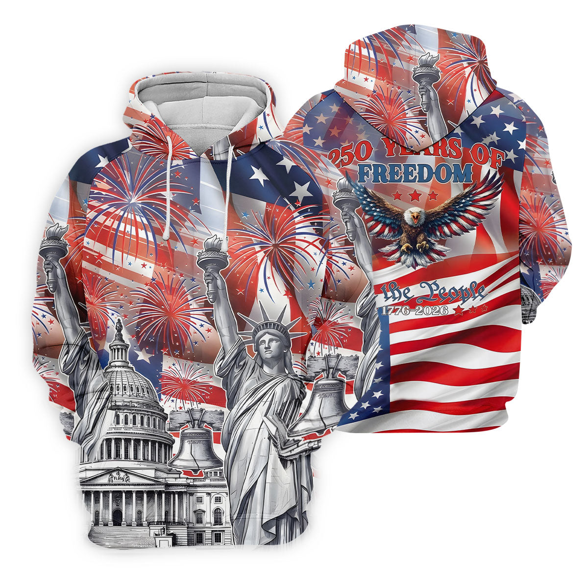250 Years Of Freedom We The People American Flag Golf Shirt, Patriotic 4th Of July Golf Shirts For Men