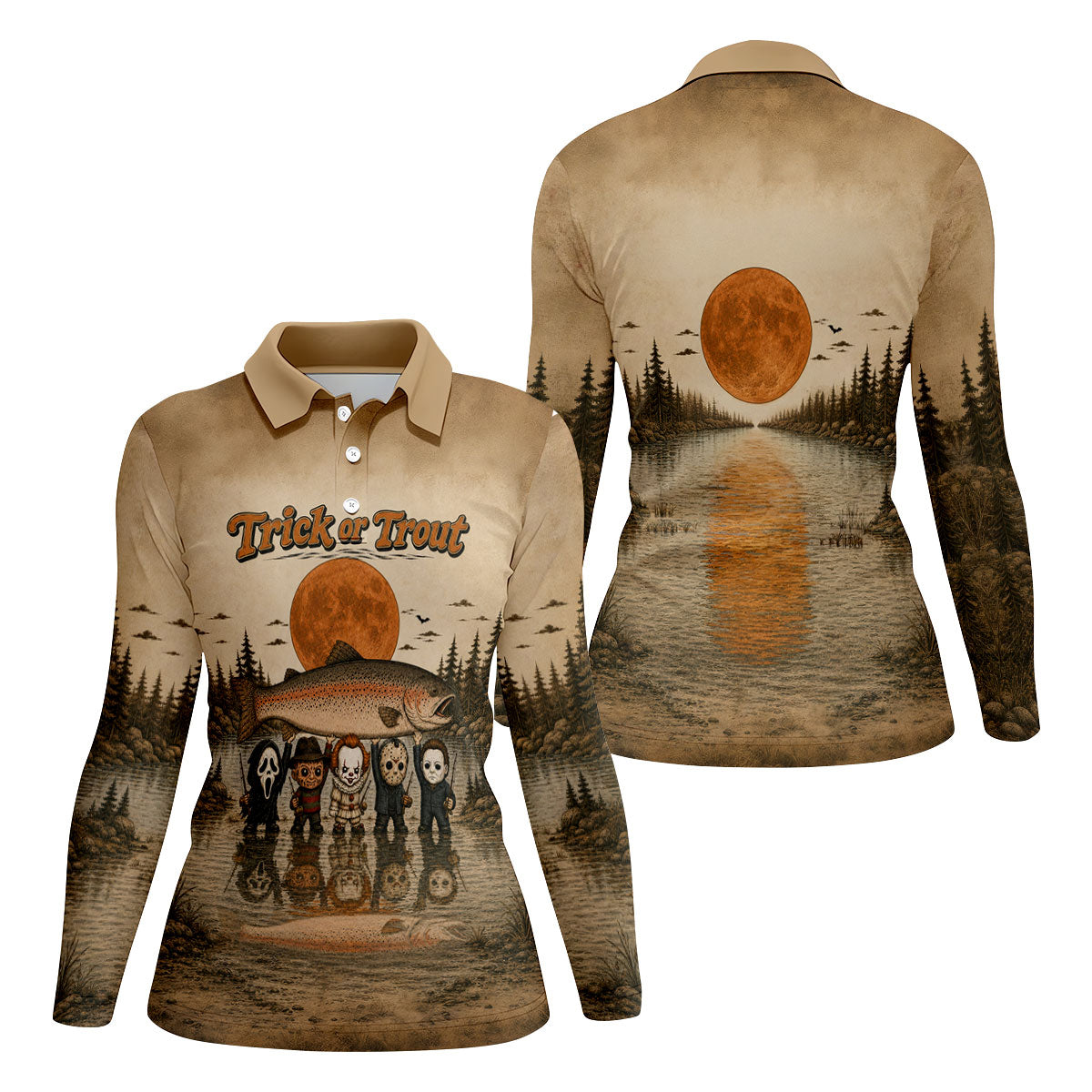 Trick Or Trout UPF Fishing Shirt, Fishing Shirts For Women, Halloween Fishing Shirt