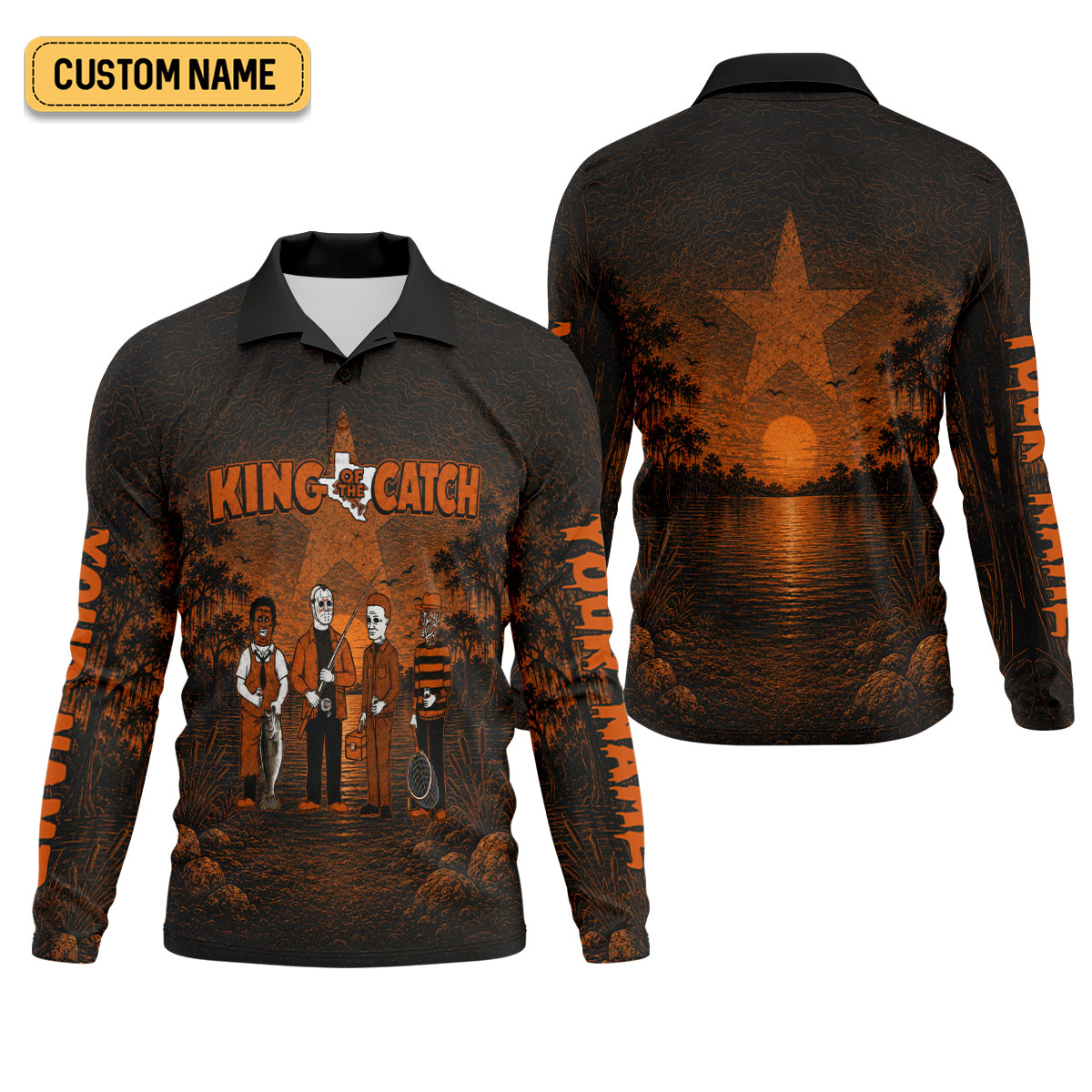 King Of The Catch Horror Character Fishing UPF Shirt, Mens Fishing Shirts, Halloween Fishing Shirt