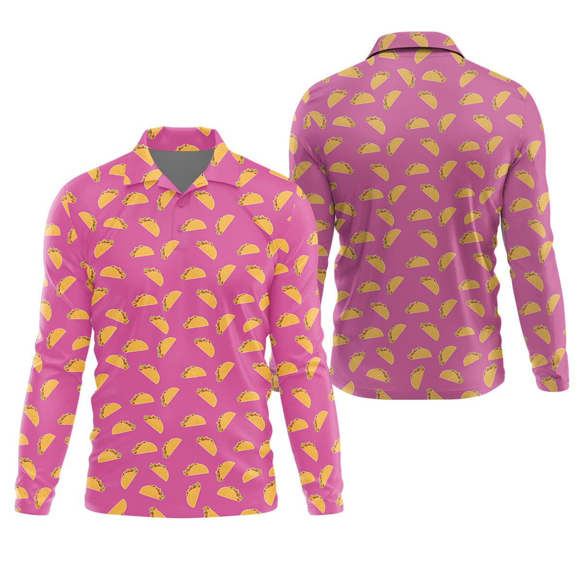 The Pink Taco Seamless Pattern Golf Tops For Men, Polo Shirts For Men, Golf Shirts For Men