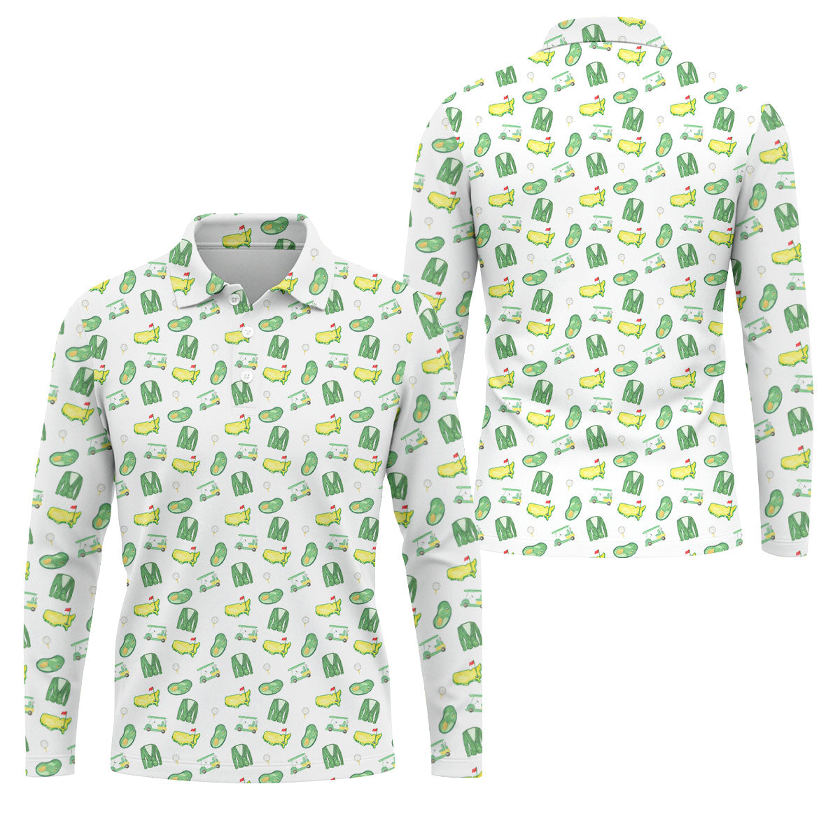 Master Golf Seamless Pattern White Golf Shirt, Cool Golf Shirt, Polo Shirts For Men, Golf Shirts For Men
