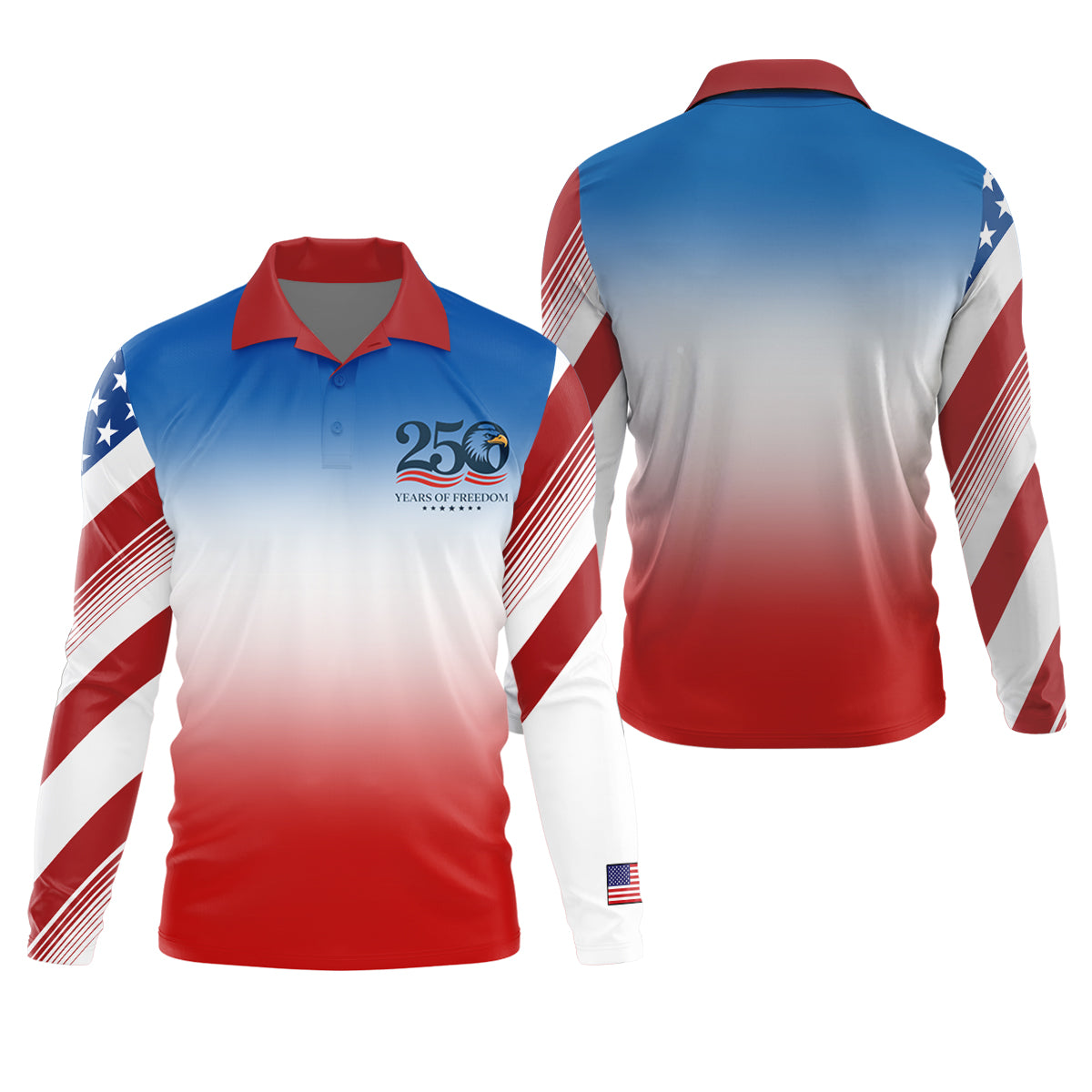 250 Years Of Freedom Eagle America Flag Golf Tops For Men, 250th Anniversary Golf Shirts For Men