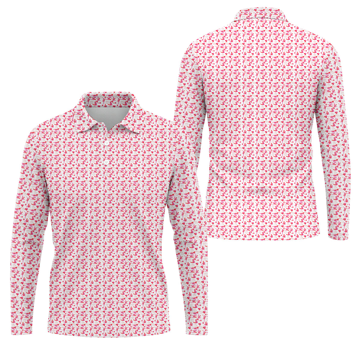 Naughty Couple Hot Positions Fun Golf Shirts For Men, Valentines Golf Gift, Polo Shirts For Men