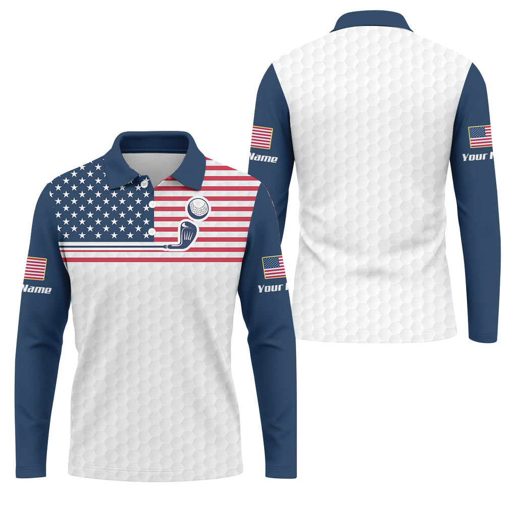 Patriot American Flag Golf Ball Pattern Golf Tops For Men, 250th Anniversary Patriotic Golf Shirt