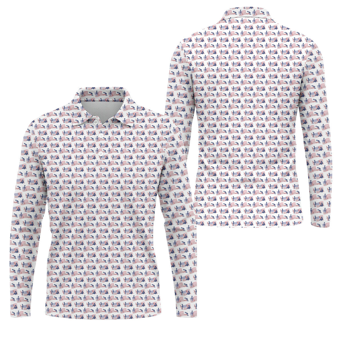 Naughty Position American Flag Pattern Patriotic Golf Shirts, 250th Anniversary Golf Shirts For Men