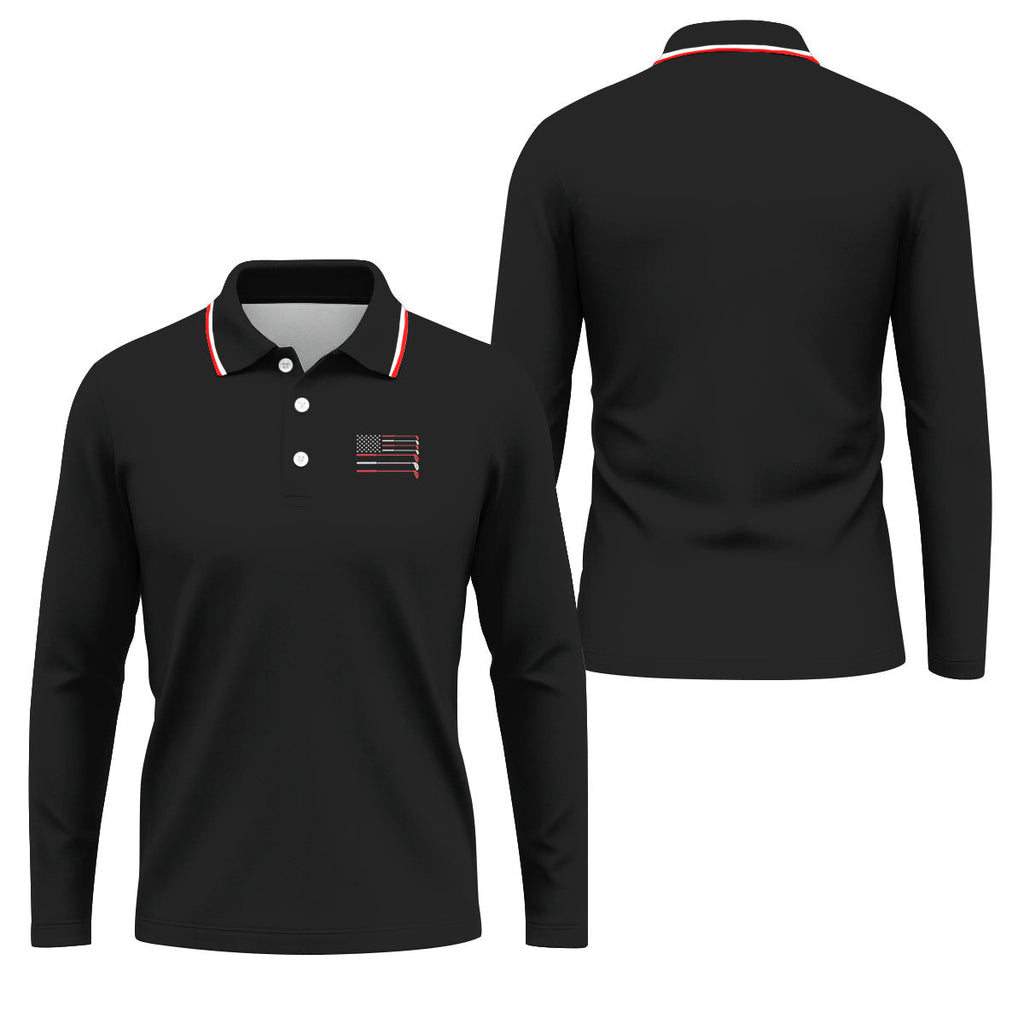 Golf Clubs US Flag Logo 250 Years Black Golf Shirt, Patriotic 4th Of July Golf Shirts For Men