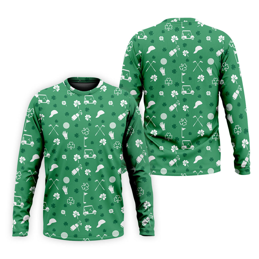 Golf Items Seamless Pattern St. Patrick’s Day Shamrock Golf Shirt, Polo Shirts For Men, Golf Shirts For Men