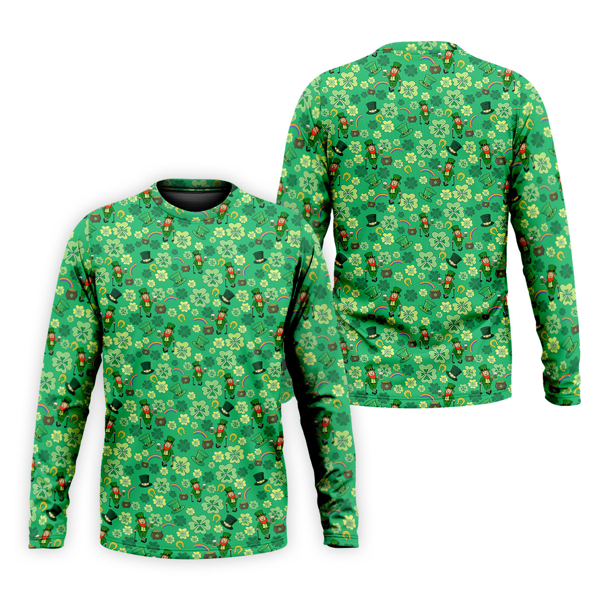 Shamrock St Patrick's Day Light Green Golf Shirt, Polo Shirts For Men, Golf Shirts For Men, Golfing Apparel