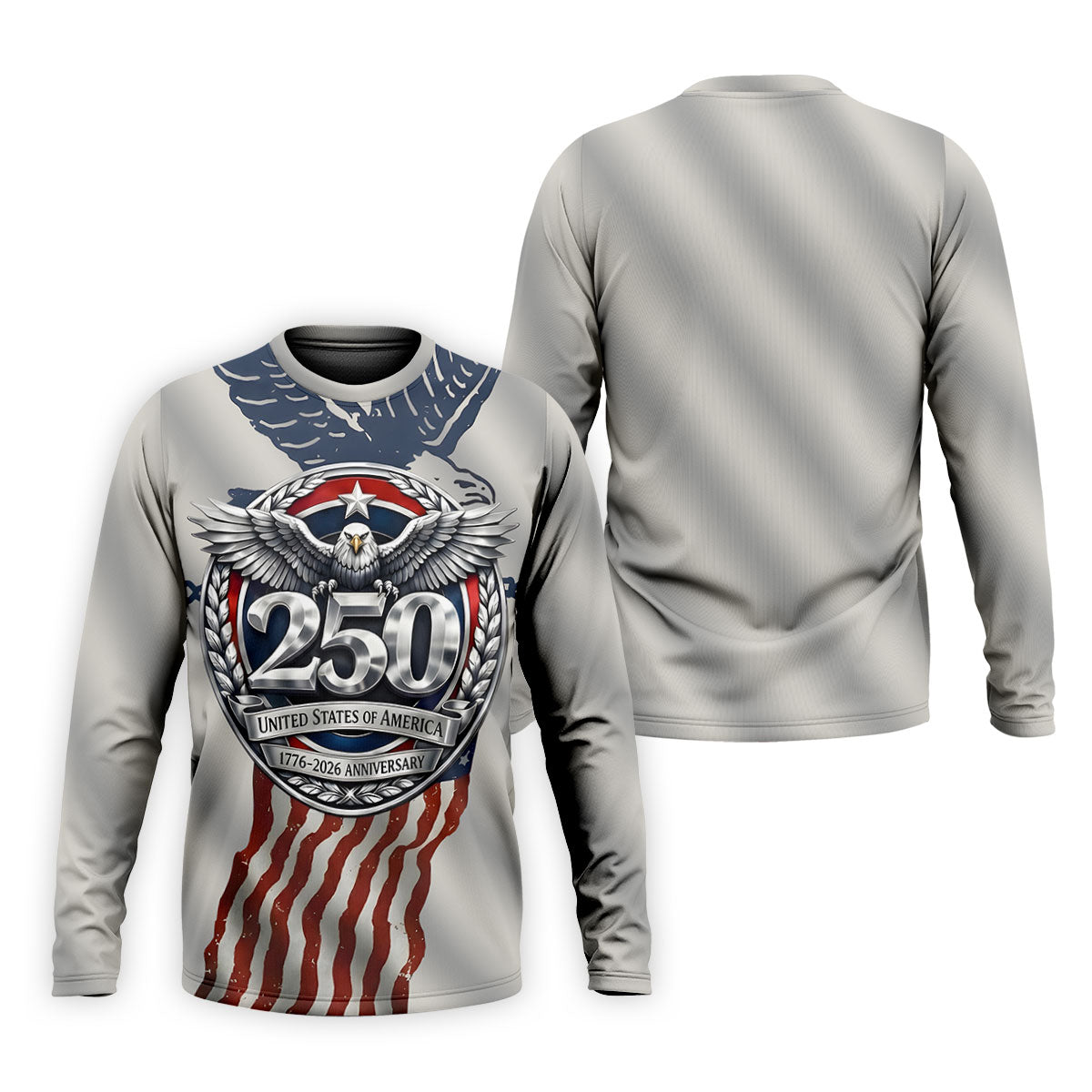 250 US 1776-2026 Anniversary Silver Print Golf Tops For Men, Patriotic 4th Of July Golf Shirts For Men
