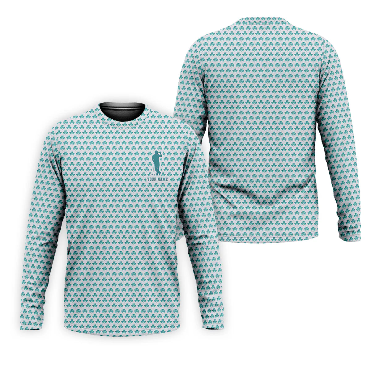 Personalized St Patrick's Day Shamrock Golf And Beer Blue And White Golf Shirt, Golf Shirts For Men