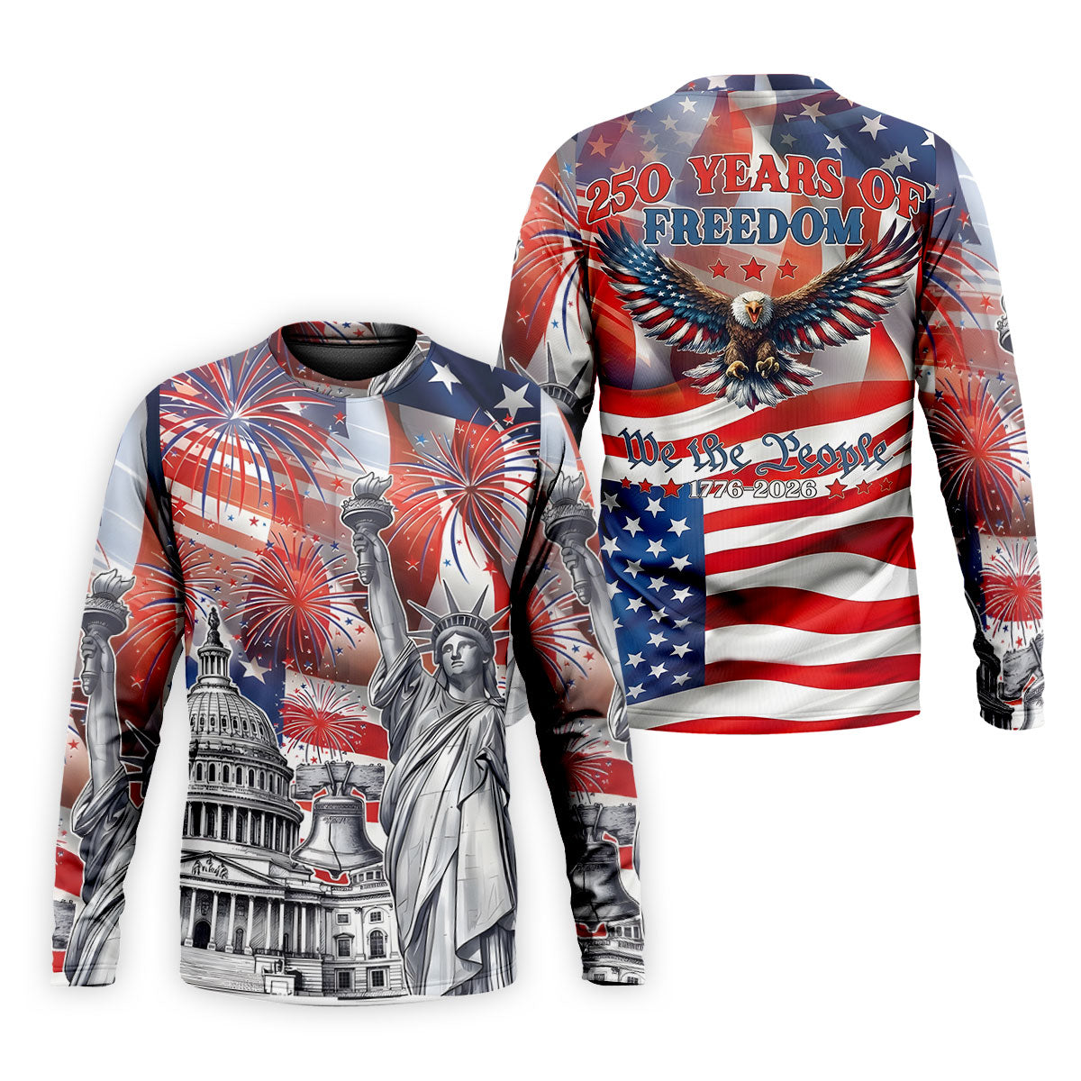 250 Years Of Freedom We The People American Flag Golf Shirt, Patriotic 4th Of July Golf Shirts For Men