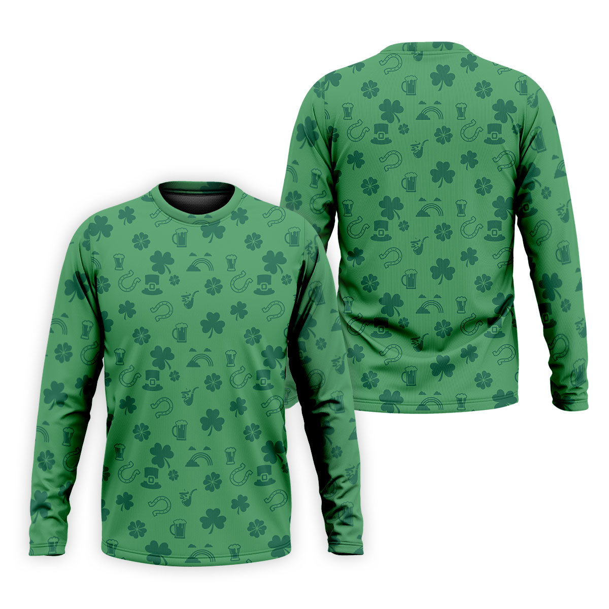 Leprechaun Hat Shamrock Beer Dark Green Seamless Pattern St. Patrick’s Day Golf Shirt, Golf Shirts For Men
