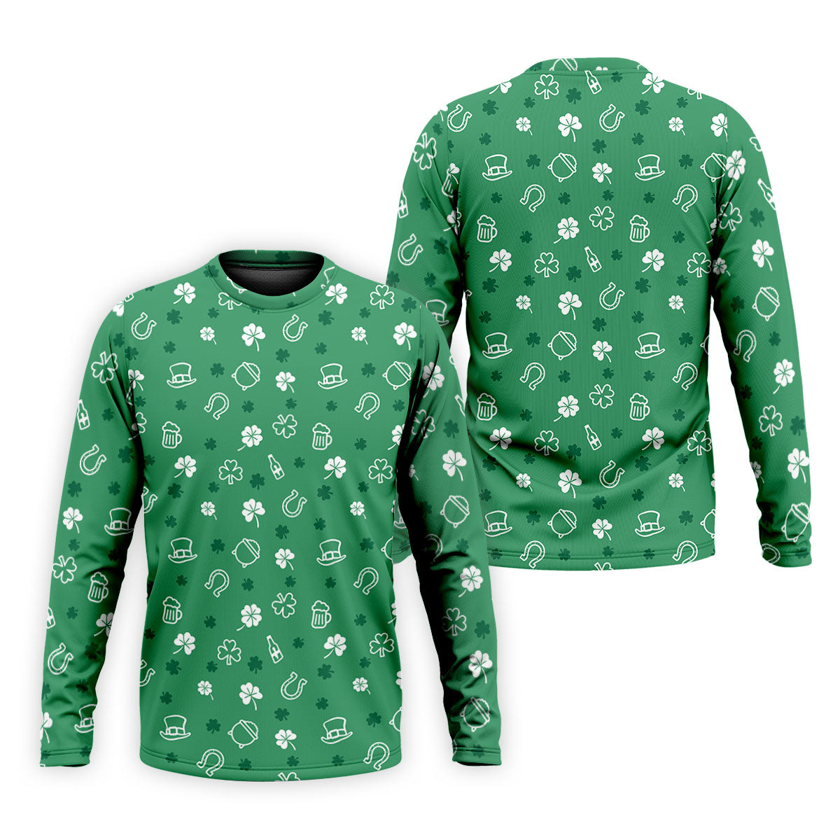 Leprechaun Hat Shamrock Beer Seamless Pattern St. Patrick’s Day Golf Shirt, Polo Shirts For Men, Golf Shirts For Men