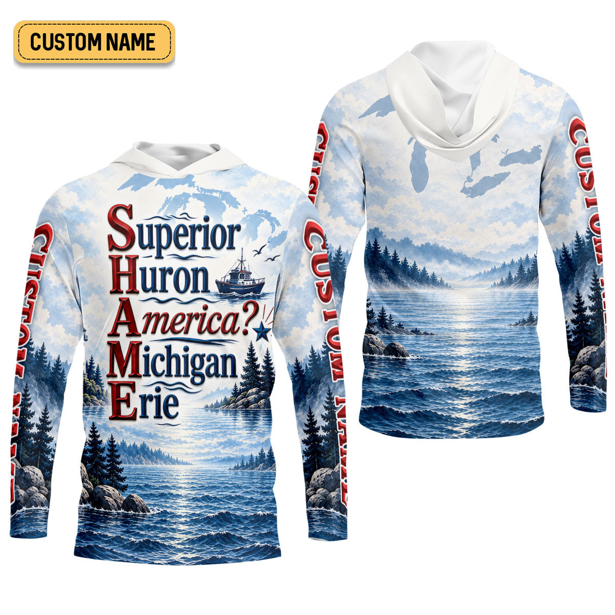 America Great Lakes Fishing UPF Shirt, Fishing Shirts For Women, Long Sleeve Fishing Shirt