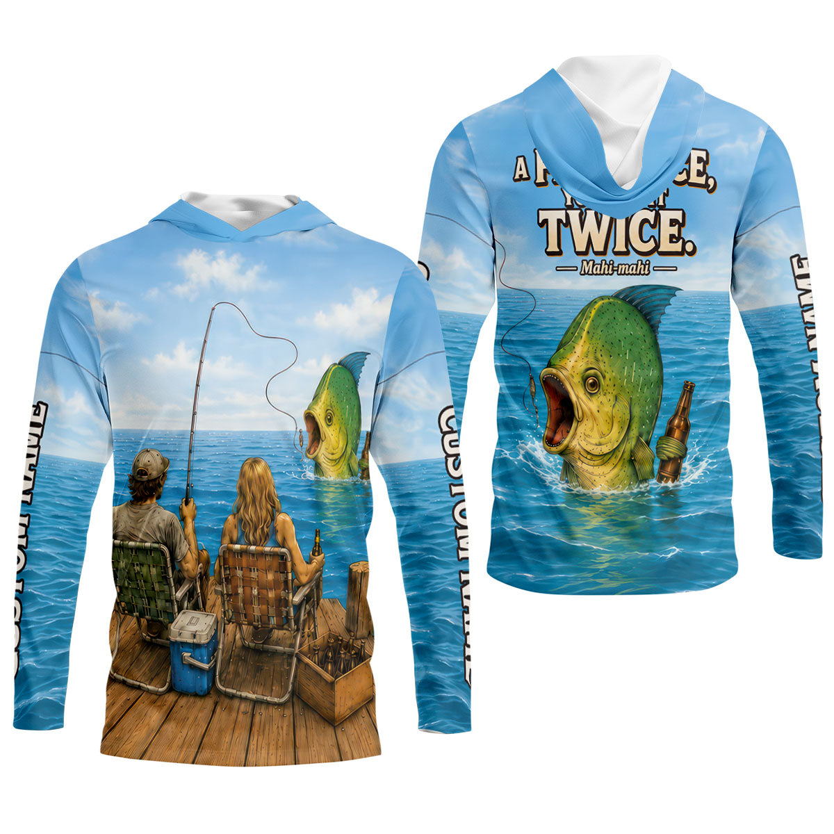 A Fish So Nice You Say It Twice Mahi Mahi UPF Shirt, Mens Fishing Shirt, Fishing Shirt