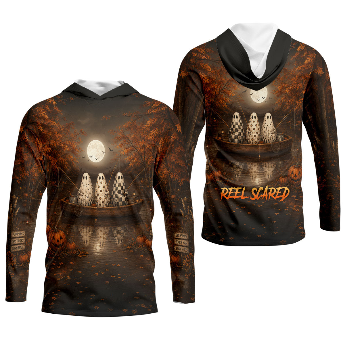 Reel Scared Ghost Fishing Halloween Shirt, Women's Fishing Shirt, Long Sleeve Shirt
