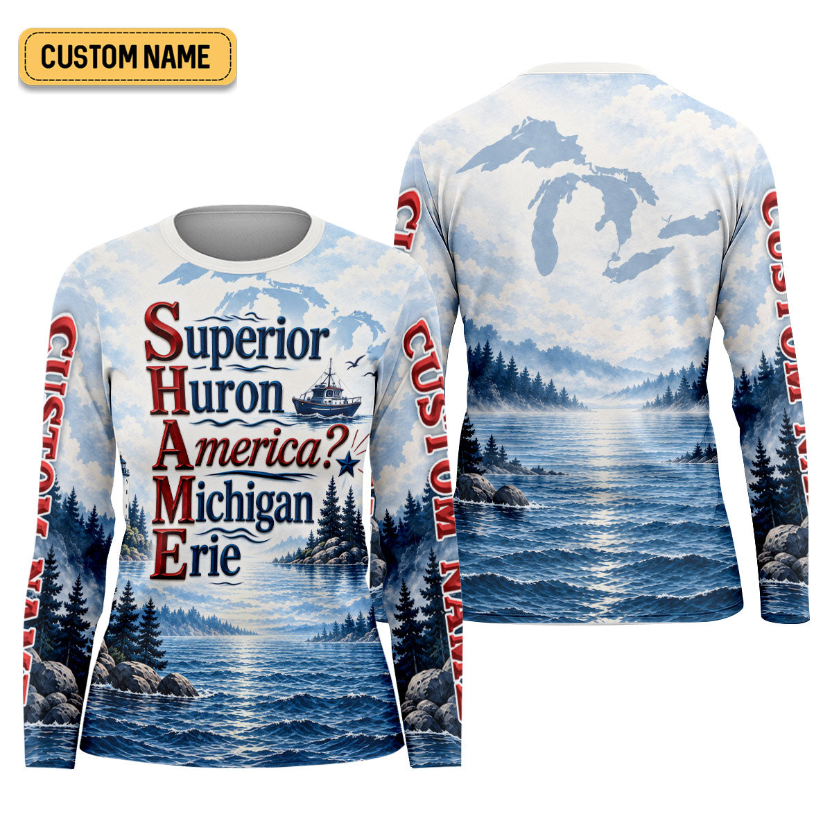 America Great Lakes Fishing UPF Shirt, Fishing Shirts For Women, Long Sleeve Fishing Shirt