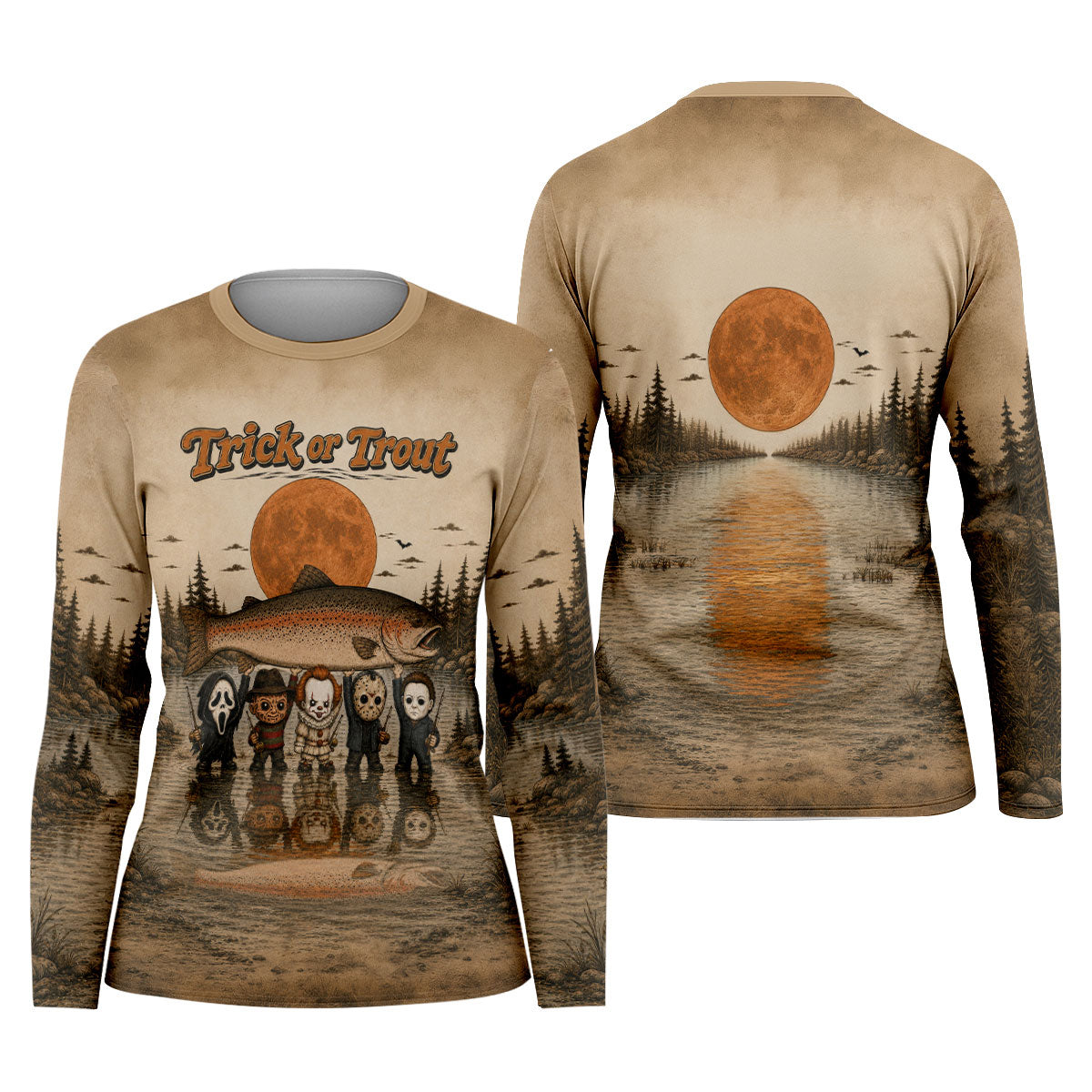 Trick Or Trout UPF Fishing Shirt, Fishing Shirts For Women, Halloween Fishing Shirt