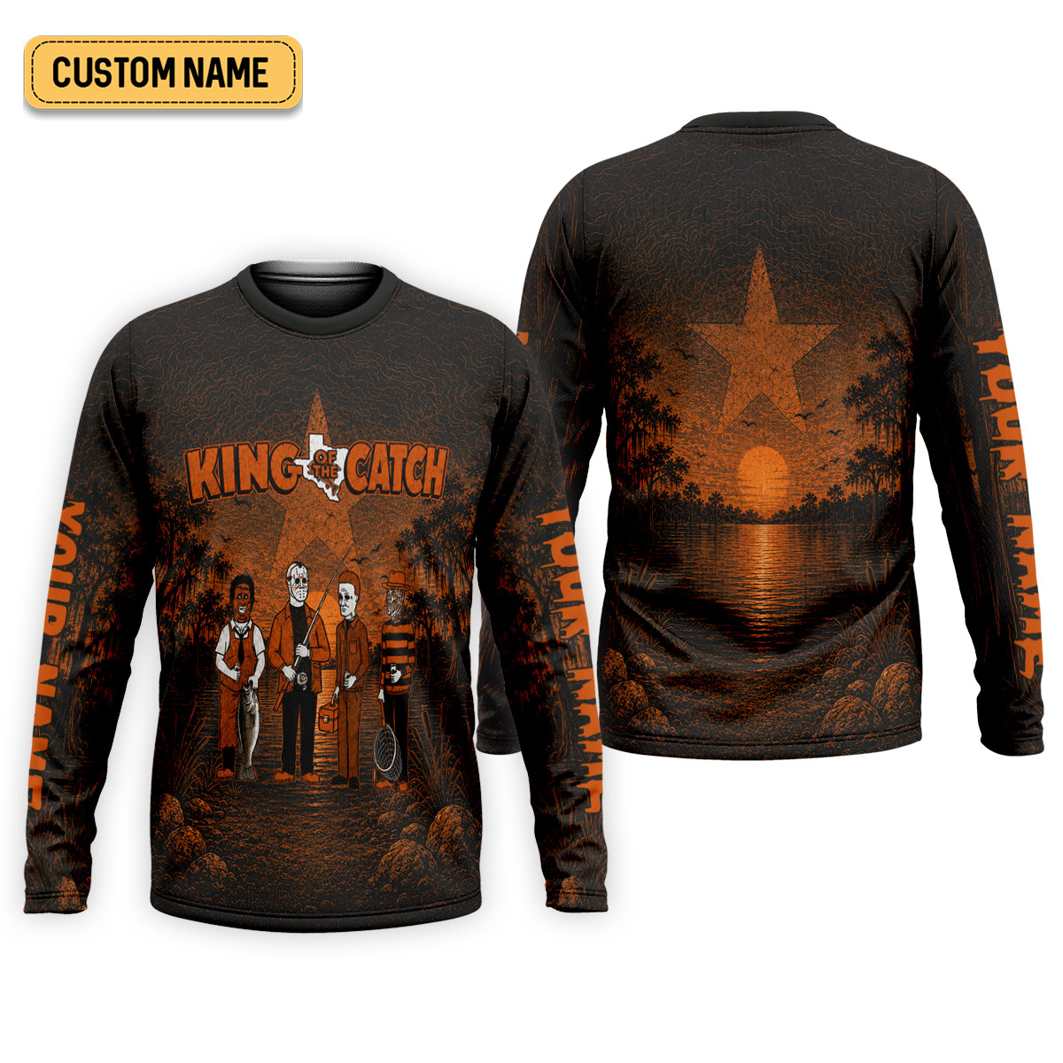 King Of The Catch Horror Character Fishing UPF Shirt, Mens Fishing Shirts, Halloween Fishing Shirt