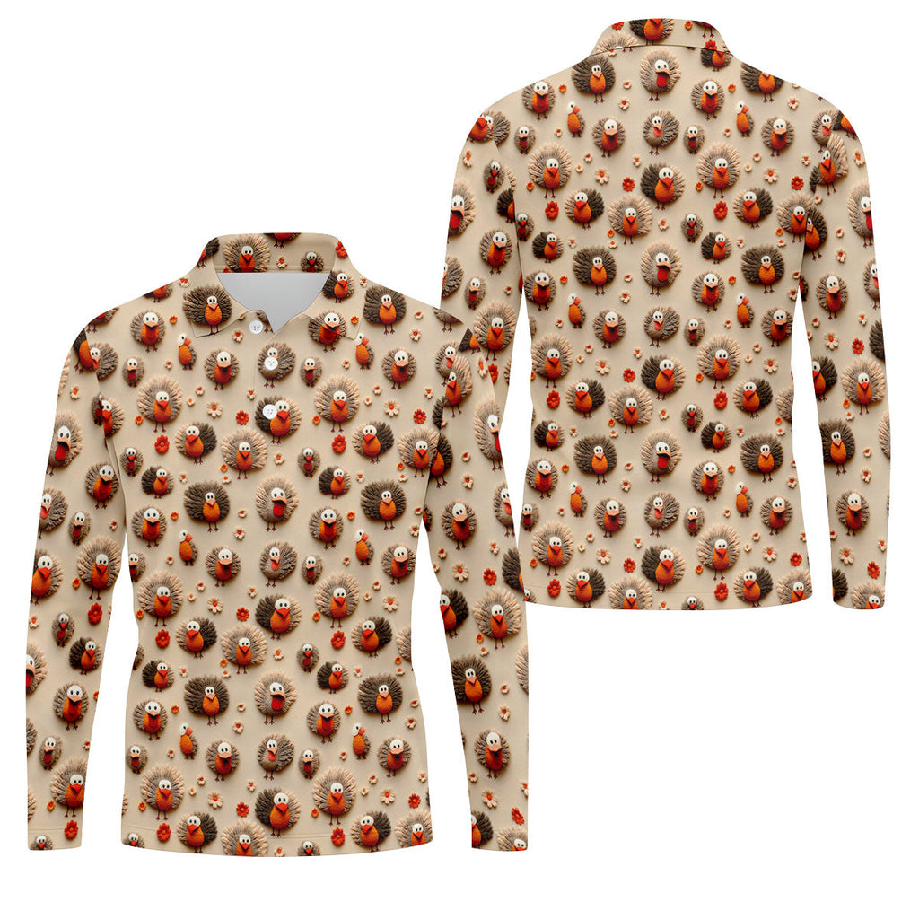 Little Turkey Thanksgiving Golf Tops For Men, Fun Golf Shirts For Men, Polo Shirts For Men, Golf Gift For Men