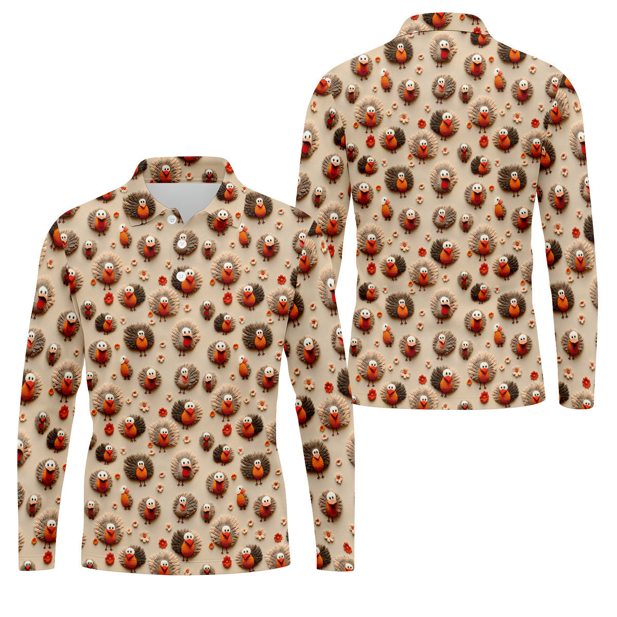 Little Turkey Thanksgiving Golf Tops For Men, Fun Golf Shirts For Men, Polo Shirts For Men, Golf Gift For Men