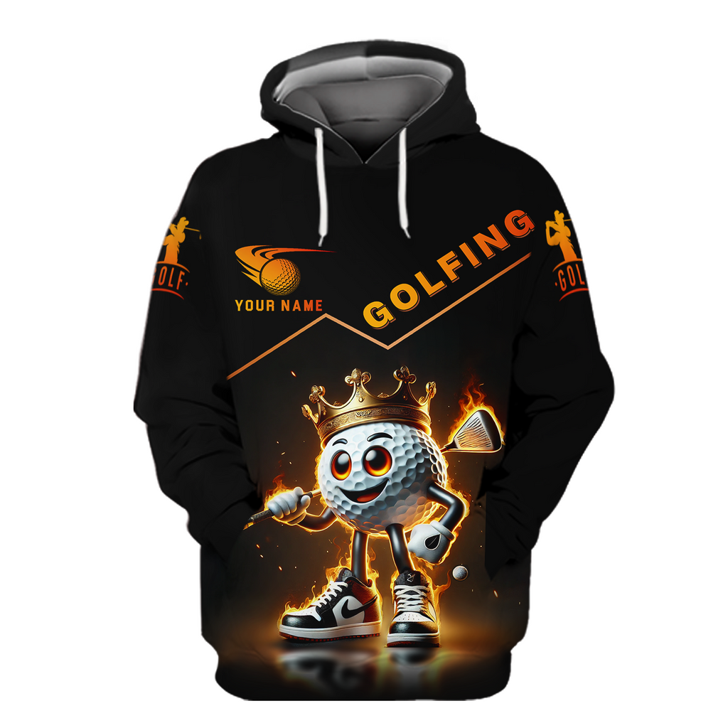 Custom Golf King Fire, Men's Golf Polo Shirt Name, Golfing Apparel, Gift For Golfers