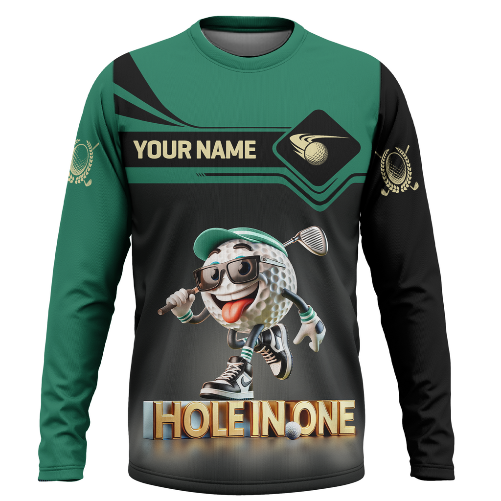 Hole In One Funny Golf Ball, Custom Men's Golf Polo ShirtGolfing Apparel, Funny Golf Shirt, Gift For Golfers