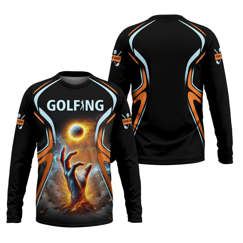 Golf Ball Fire Custom Golfing Men's Golf Polo Shirt, Golfing Apparel, Mens Golf Gift