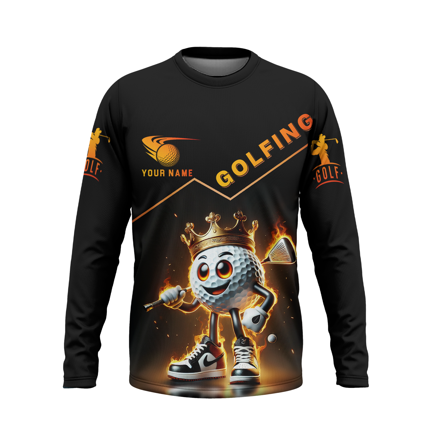 Custom Golf King Fire, Men's Golf Polo Shirt Name, Golfing Apparel, Gift For Golfers