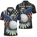 America Eagle Custom Golf Polo Shirt, Gift For Golfers, Golf Gift Ideas