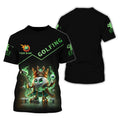 Golf King Green Fire, Custom Name Men's Golf Polo Shirt, Funny Golf Polo Shirt, Gift For Golfers