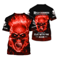 Hello Darkness My Old Flaming Fire Skull Golf Polo Shirt, Golf Apparel, Golf Gift For Men