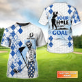 Golf Skull Blue Pattern Your Hole Is My Goal - Personalized Name 3D Tshirt Gift For Golfer