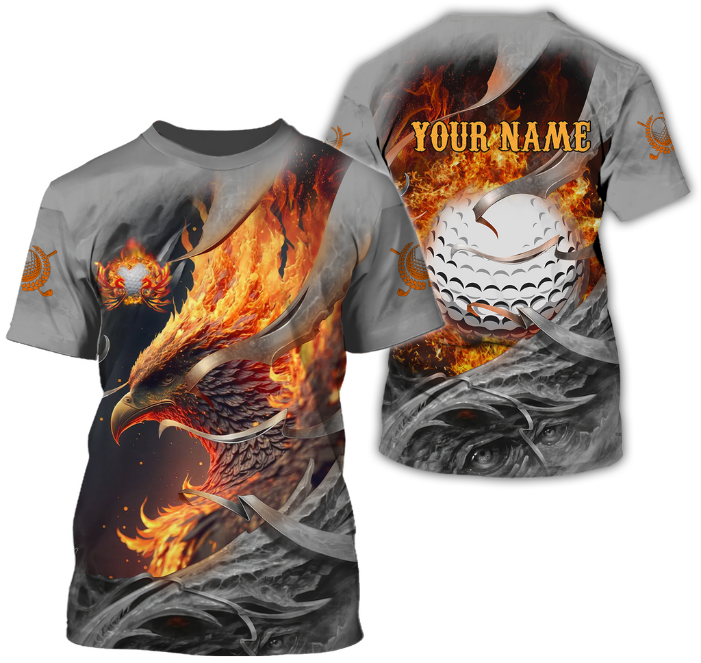 Fire Phoenix Custom Golf Polo Shirt, Golf Apparel, Golf Gift For Men