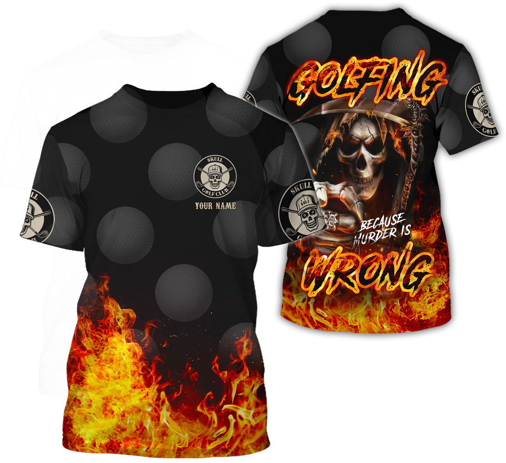 Golfing Wrong Skull Custom Golf Shirt, Gift For Golfers, Golf Gift For Men