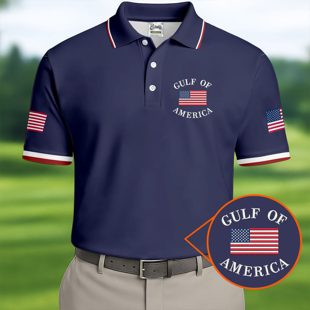 Gulf Of America Patriotic Golf Shirt, 4th Of July Golf Shirt, 250 Years Polo Shirts For Men