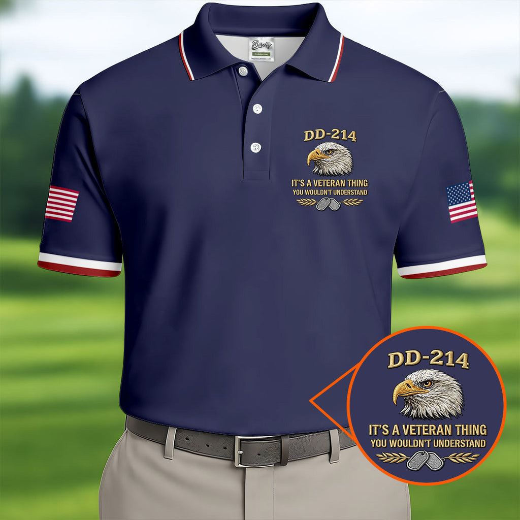 DD 214 Veteran Memorial Patriotic 4th Of July Golf Shirt, 250 Years Polo Shirts For Men