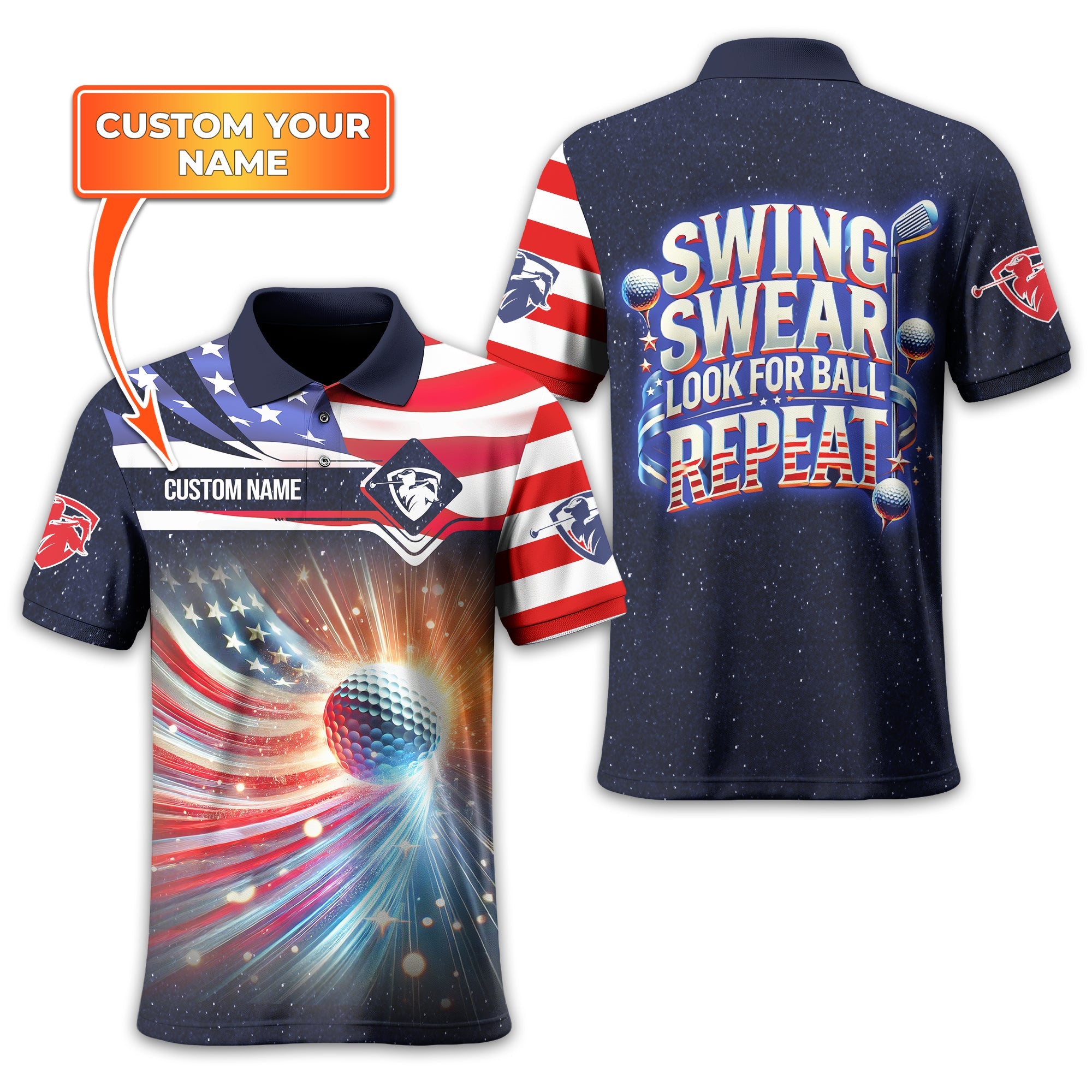 Swing Swear Look For Ball Repeat, Personalized Golf Shirt, Cool Golf Gifts