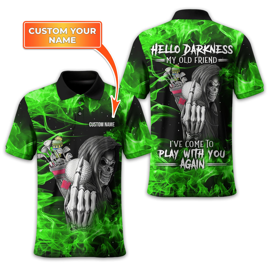 Hello Darkness My Old Friend Personalized Golf Polo ShirtGolf Shirt For Men, Gift For Golfers