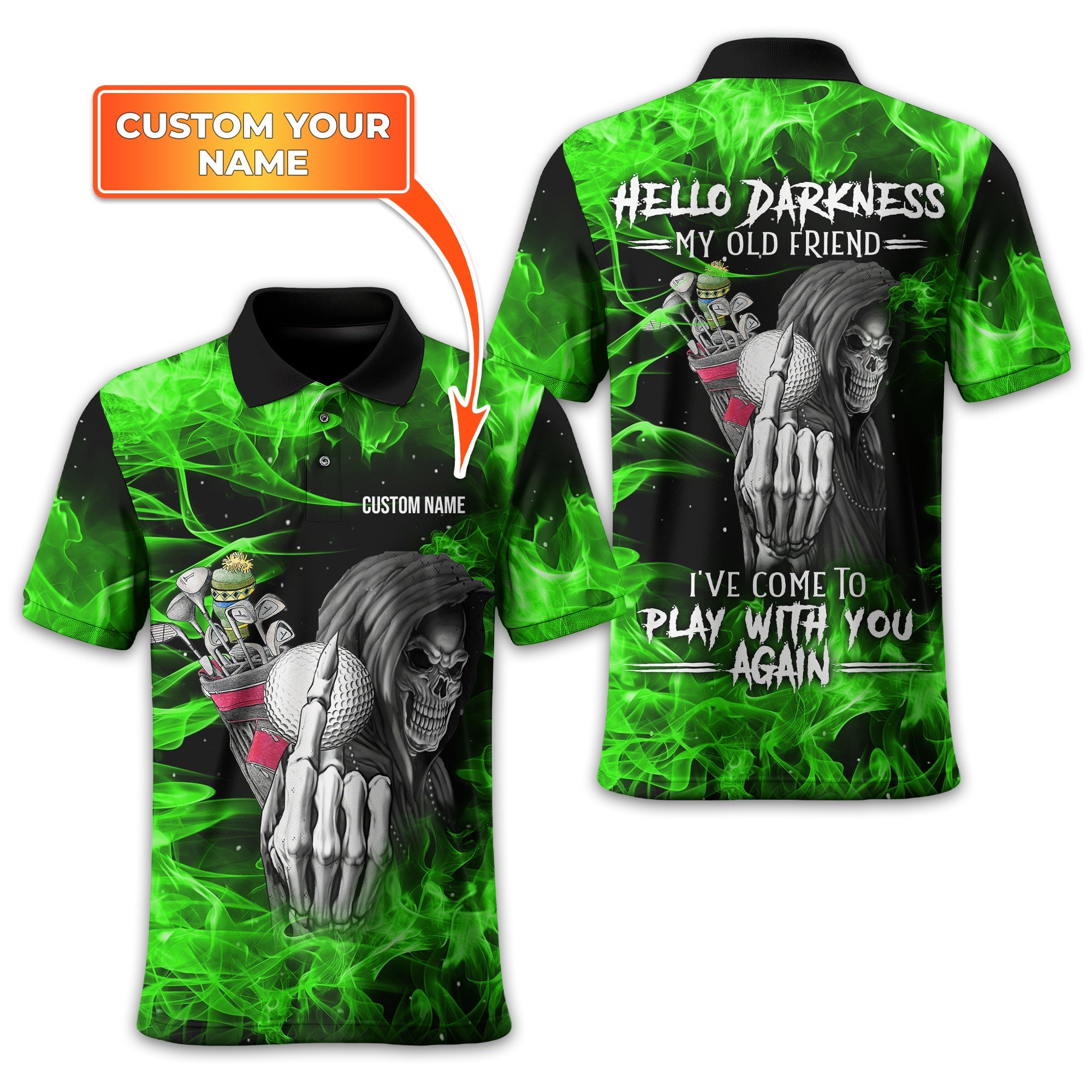 Hello Darkness My Old Friend Personalized Golf Polo ShirtGolf Shirt For Men, Gift For Golfers