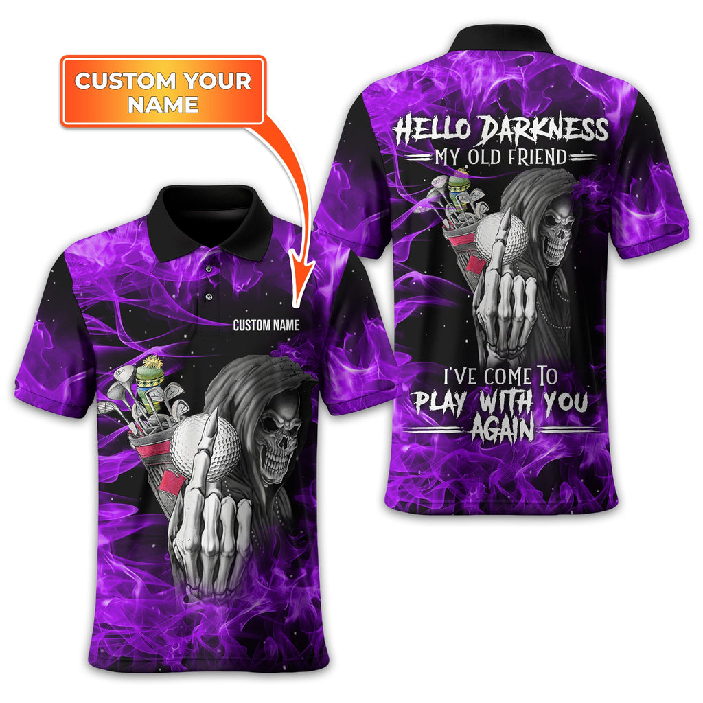 Hello Darkness My Old Friend Personalized Golf Polo ShirtGolf Shirt For Men, Gift For Golfers