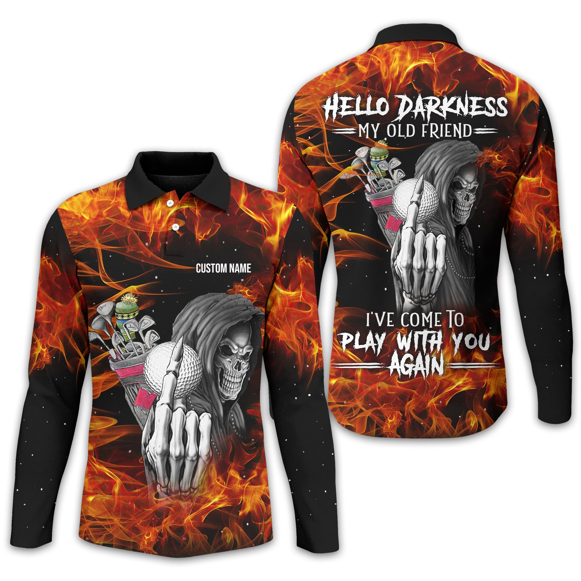 Hello Darkness My Old Friend Personalized Golf Polo ShirtGolf Shirt For Men, Gift For Golfers