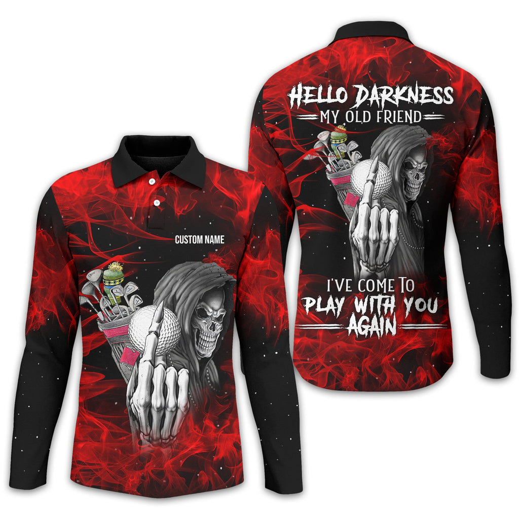 Hello Darkness My Old Friend Personalized Golf Polo ShirtGolf Shirt For Men, Gift For Golfers