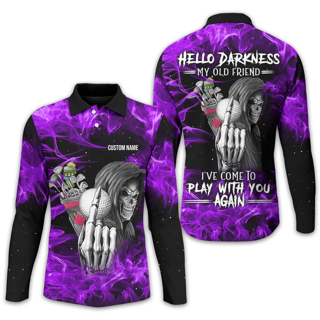 Hello Darkness My Old Friend Personalized Golf Polo ShirtGolf Shirt For Men, Gift For Golfers