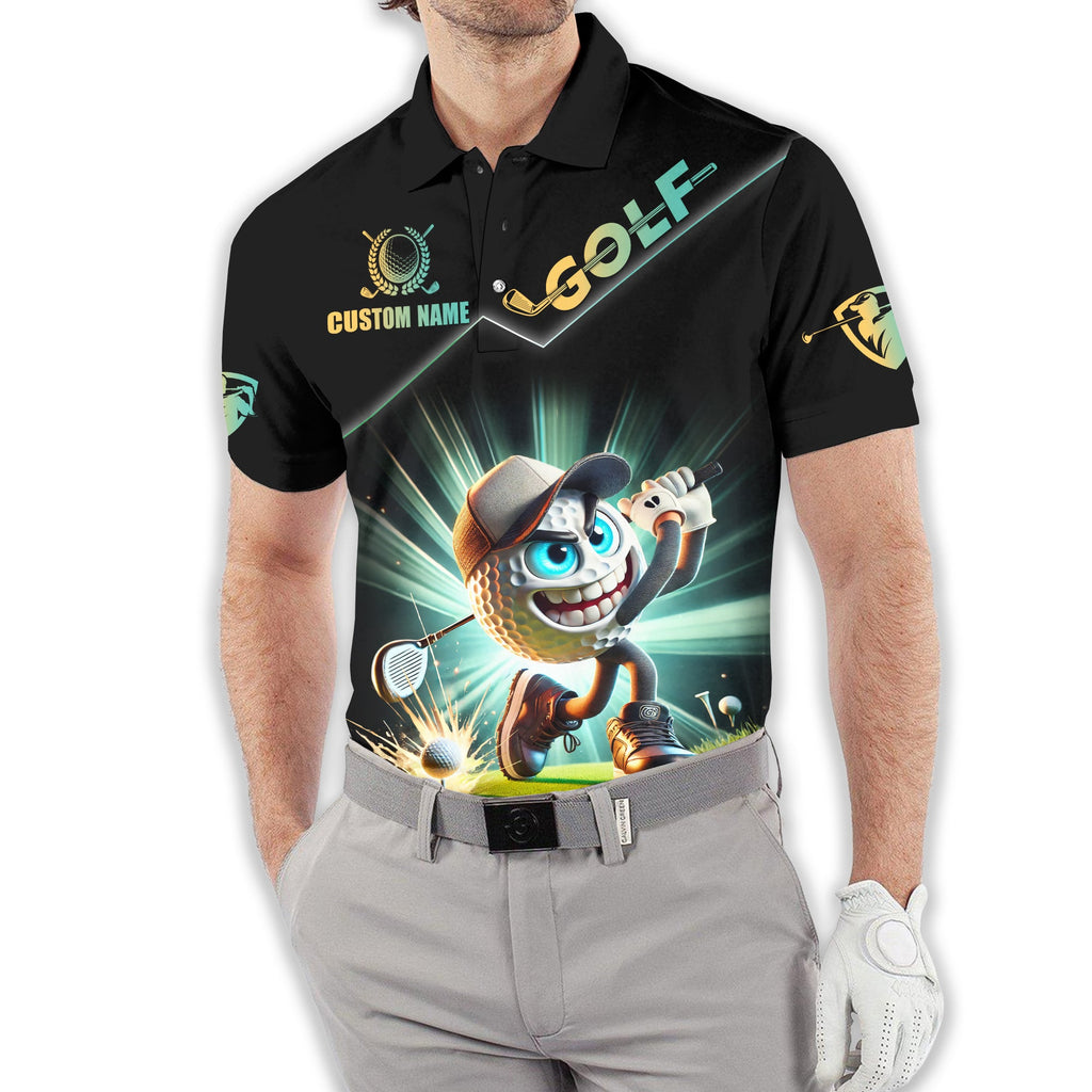 Funny Golf Ball, Custom Funny 3D Men's Golf Polo ShirtGolfing Apparel, Gift For Golfers